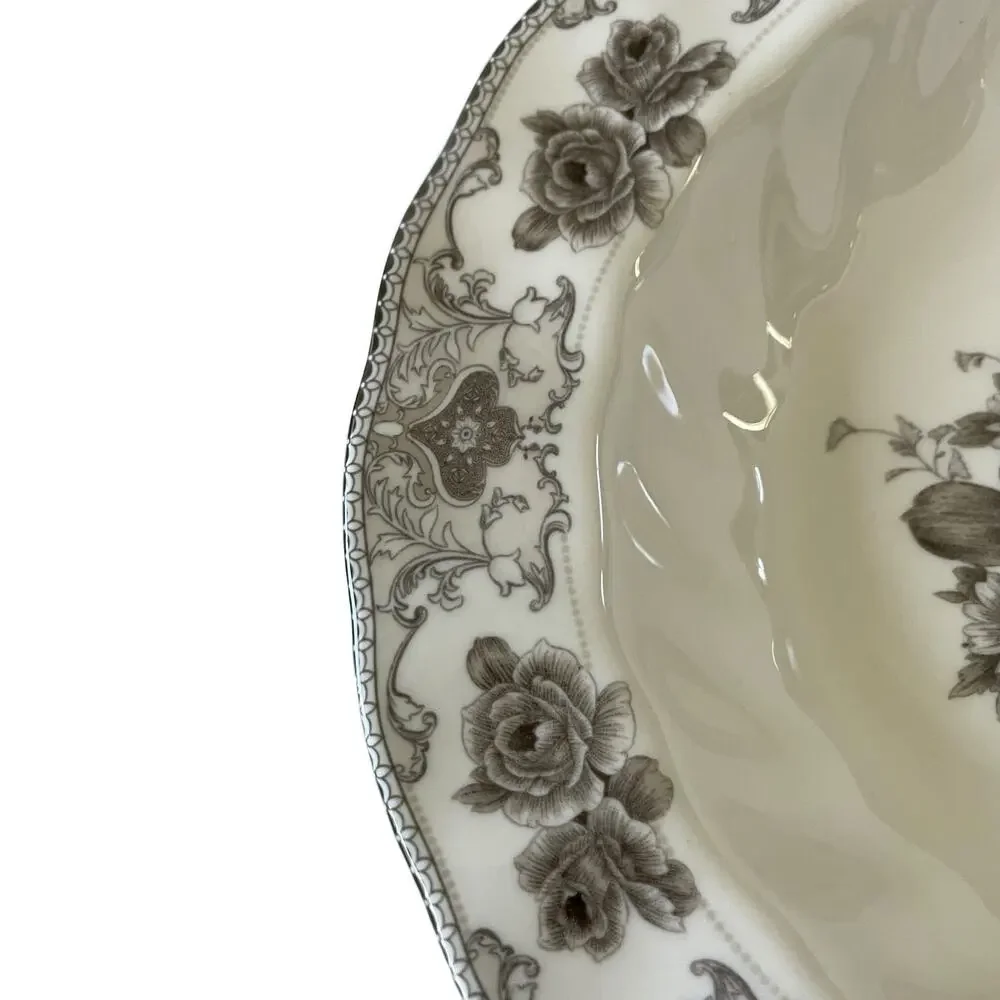 PALATE & PLATE Victorian BROWN Rose Floral Porcelain 8.5